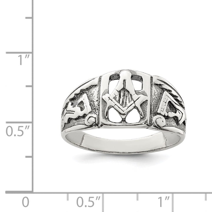 Sterling Silver 4 mm Antiqued Masonic Ring