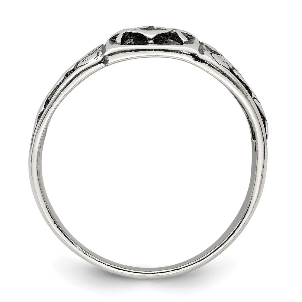 Sterling Silver 4 mm Antiqued Masonic Ring