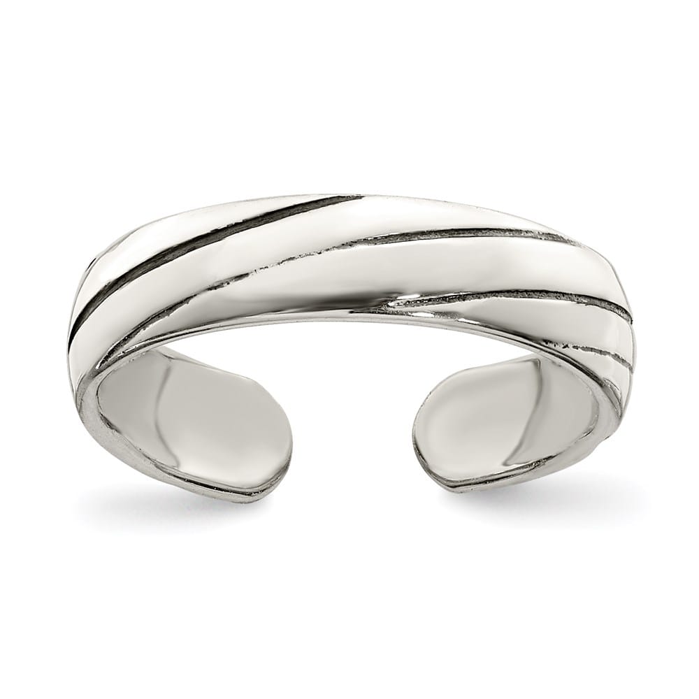 Sterling Silver 4 mm Antiqued Toe Ring