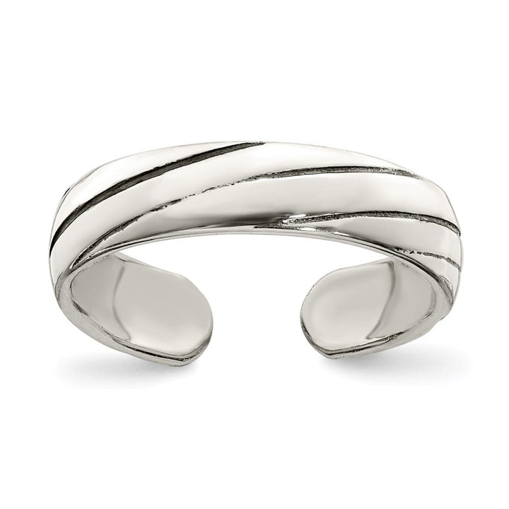 Sterling Silver 4 mm Antiqued Toe Ring