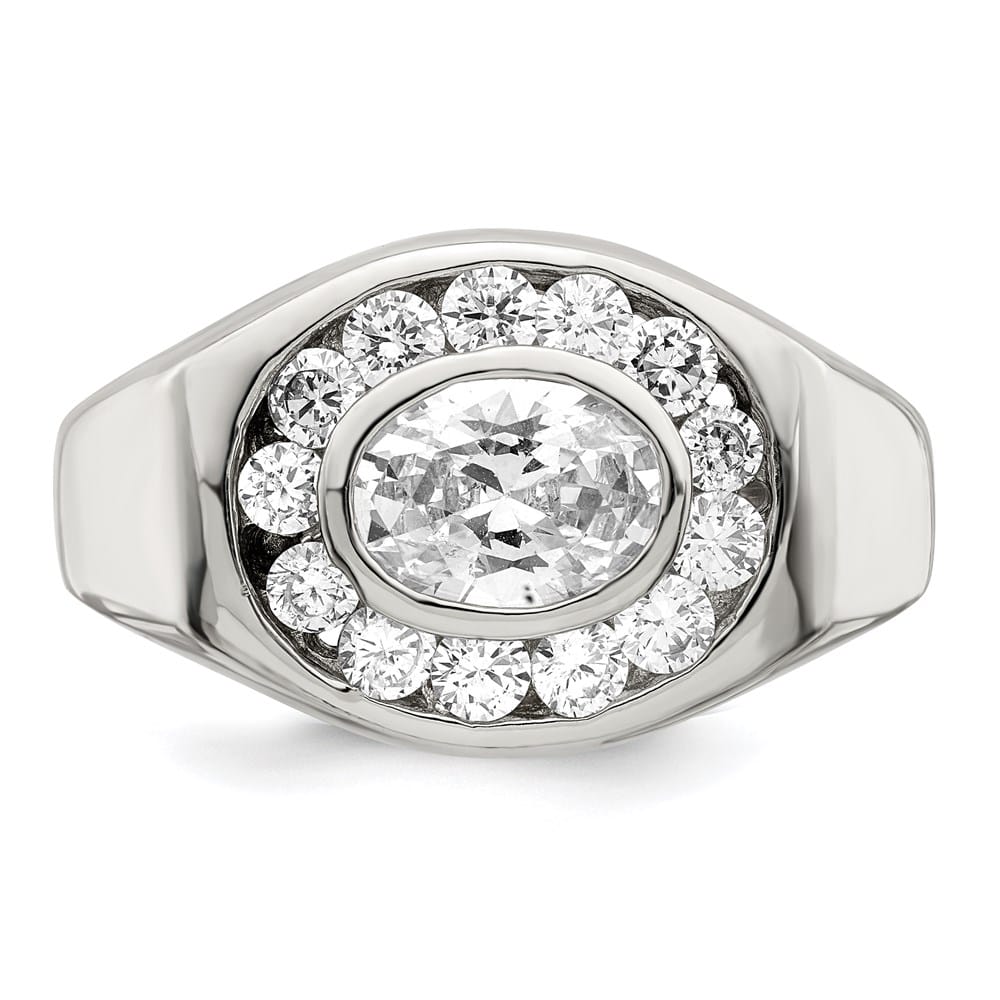 Sterling Silver 4 mm CZ Men's Ring