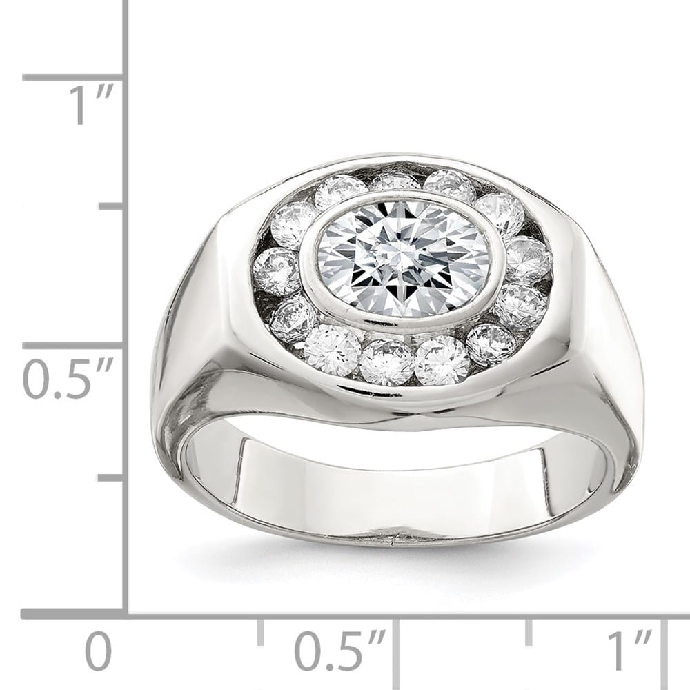 Sterling Silver 4 mm CZ Men's Ring