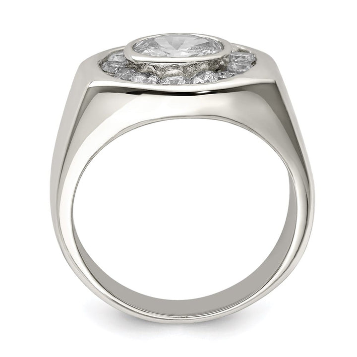 Sterling Silver 4 mm CZ Men's Ring