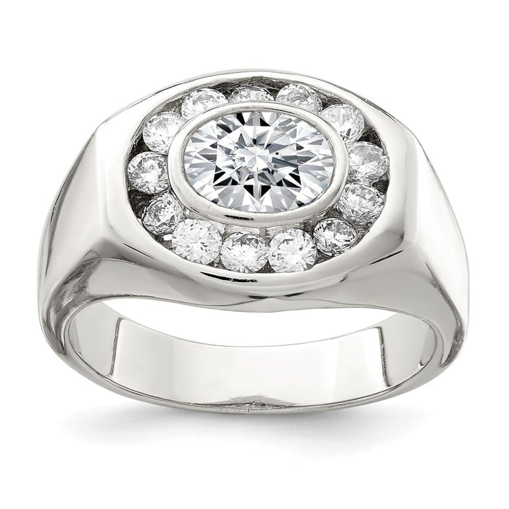 Sterling Silver 4 mm CZ Men's Ring