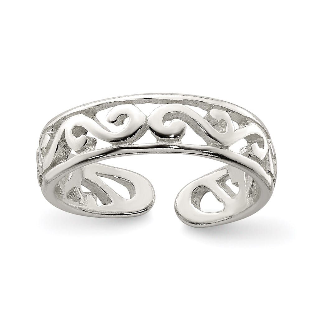 Sterling Silver 4 mm Patterned Toe Ring, 1.17 g