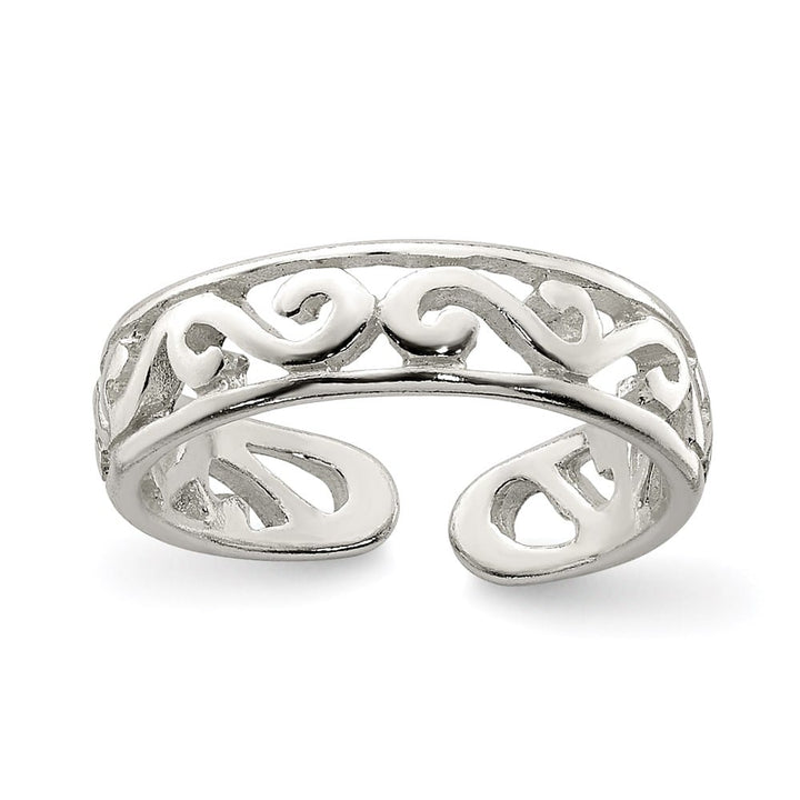 Sterling Silver 4 mm Patterned Toe Ring, 1.17 g