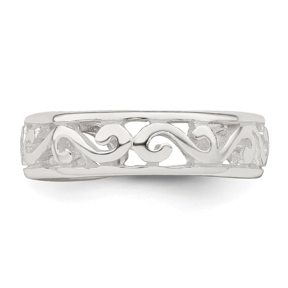 Sterling Silver 4 mm Patterned Toe Ring, 1.17 g