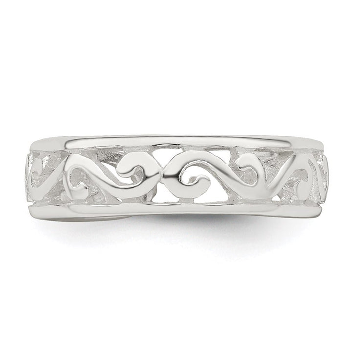 Sterling Silver 4 mm Patterned Toe Ring, 1.17 g
