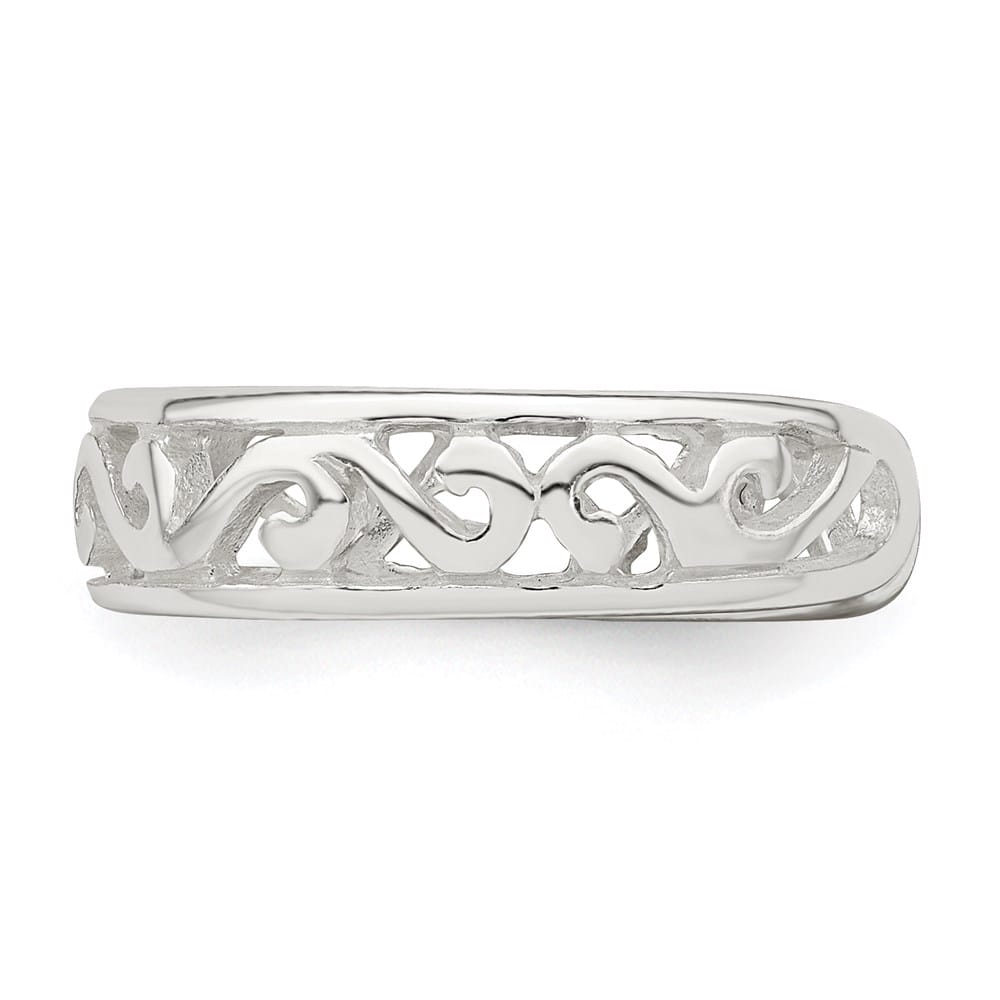 Sterling Silver 4 mm Patterned Toe Ring, 1.17 g
