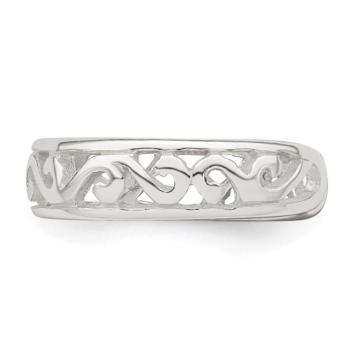 Sterling Silver 4 mm Patterned Toe Ring, 1.17 g