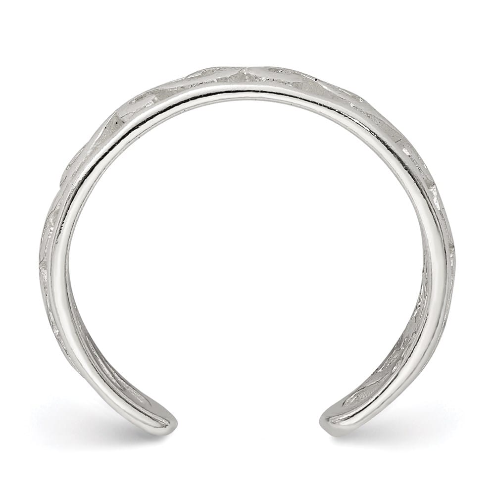 Sterling Silver 4 mm Patterned Toe Ring, 1.17 g