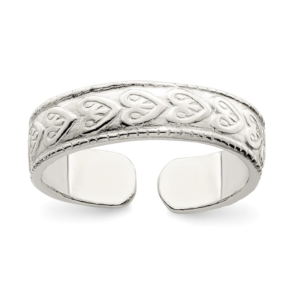 Sterling Silver 4 mm Patterned Toe Ring, 1.80 g