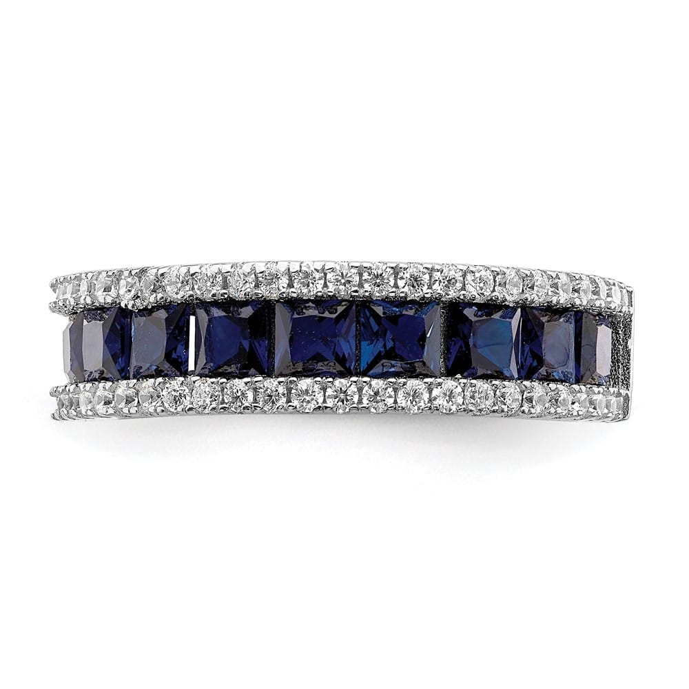 Sterling Silver 4 mm Synthetic Blue Spinel & CZ Ring