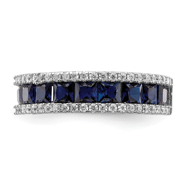 Sterling Silver 4 mm Synthetic Blue Spinel & CZ Ring