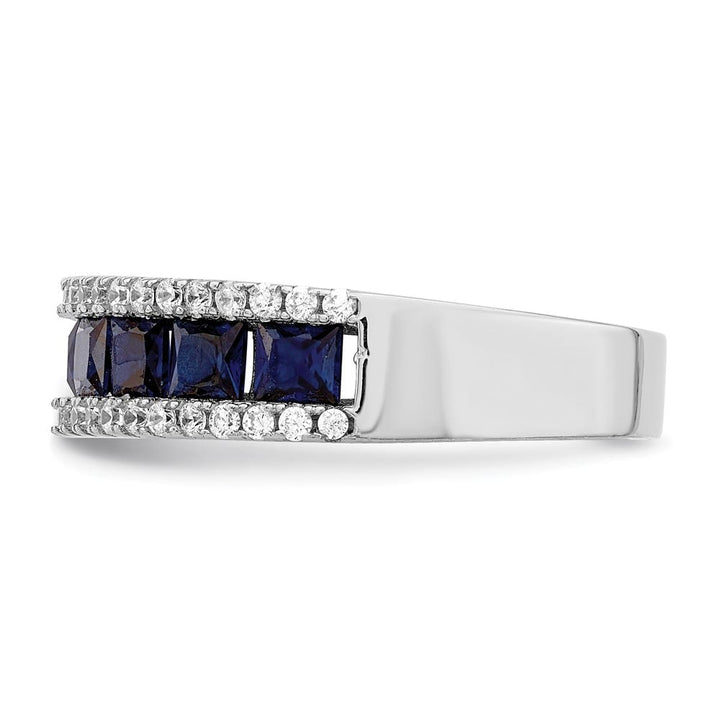 Sterling Silver 4 mm Synthetic Blue Spinel & CZ Ring