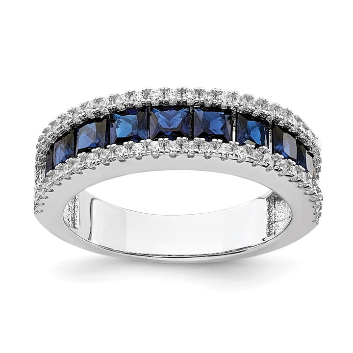 Sterling Silver 4 mm Synthetic Blue Spinel & CZ Ring