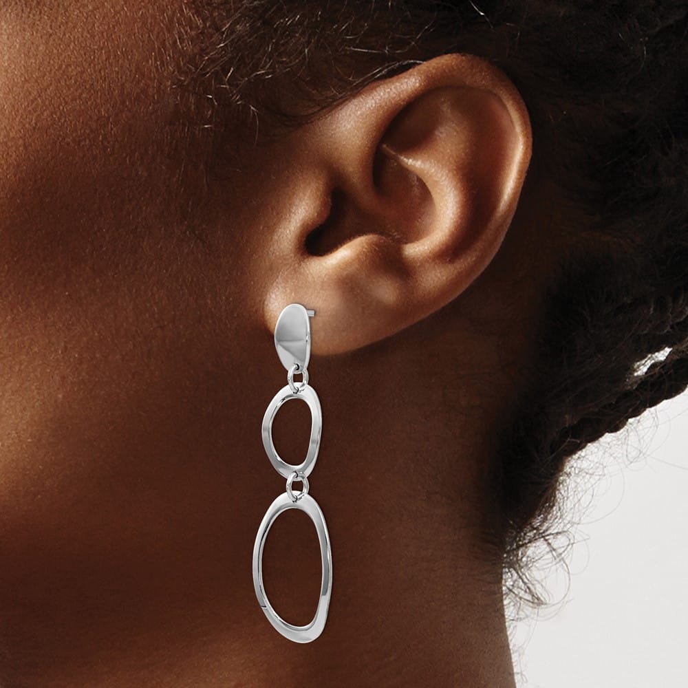Sterling Silver 48mm Polished Post Dangle Earrings