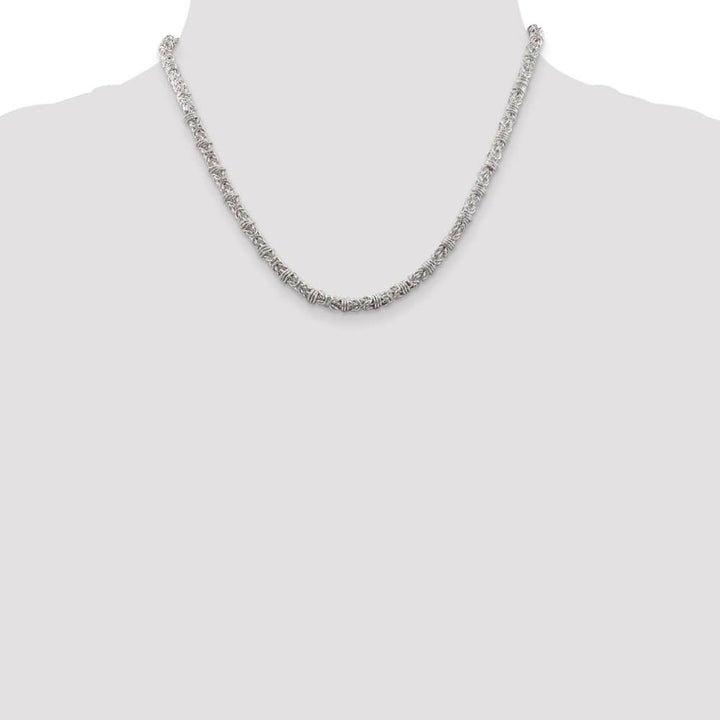 Sterling Silver 4mm Fancy Byzantine Chain Size 18