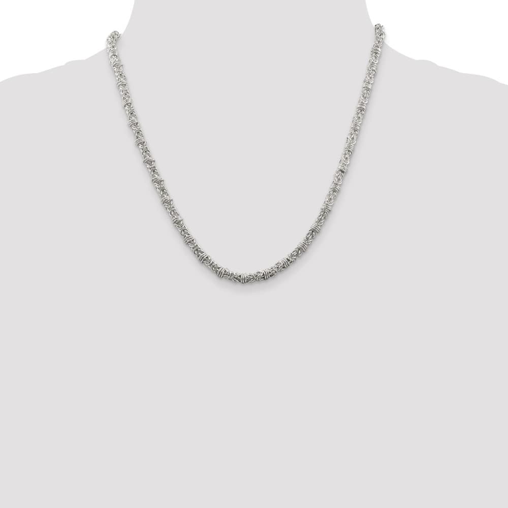 Sterling Silver 4mm Fancy Byzantine Chain Size 20