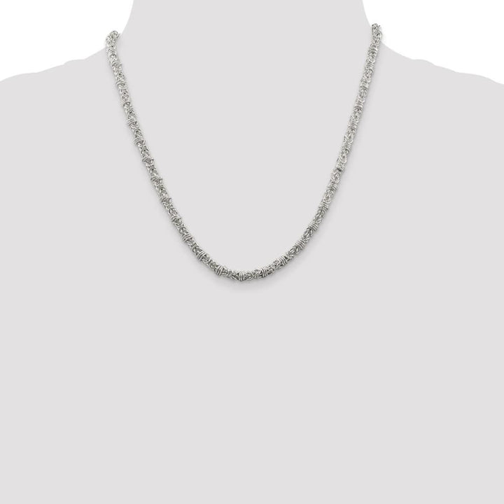 Sterling Silver 4mm Fancy Byzantine Chain Size 20