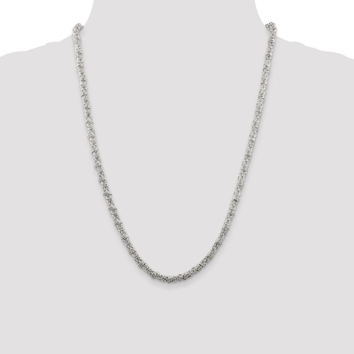 Sterling Silver 4mm Fancy Byzantine Chain Size 24