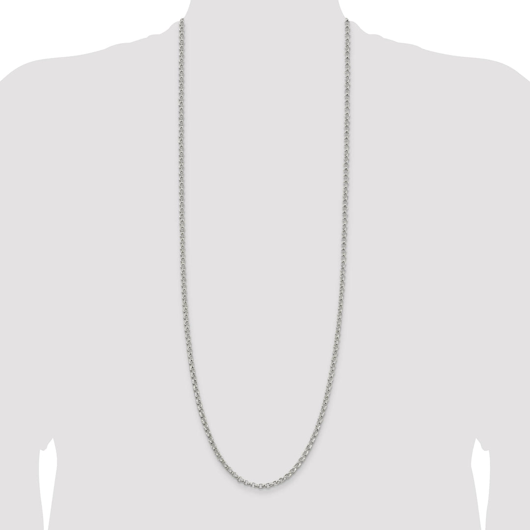 Sterling Silver 4mm Rolo Chain 36 Inch