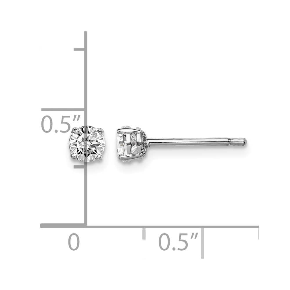 Sterling Silver 4mm Round CZ Stud Earrings
