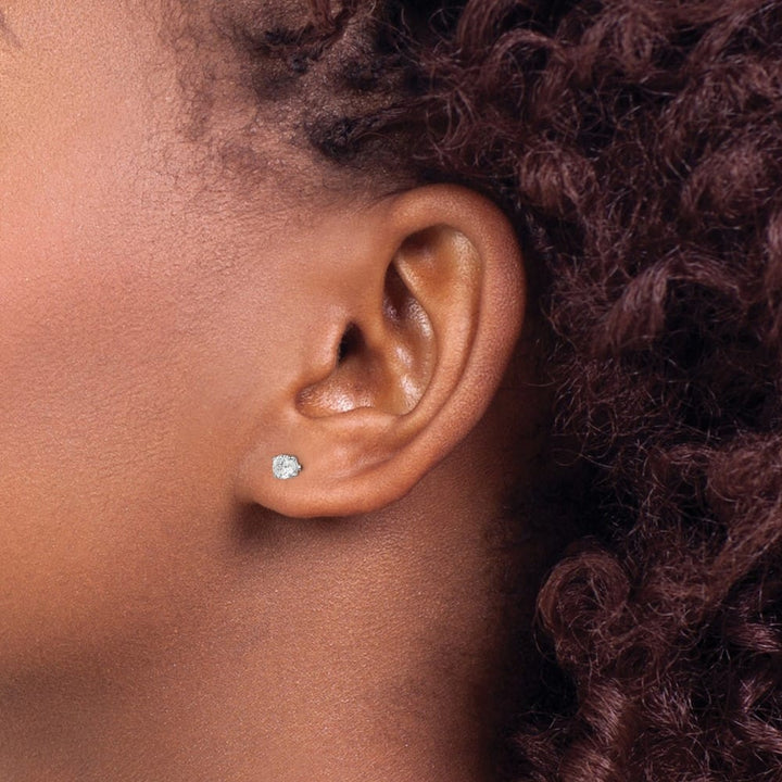 Sterling Silver 4mm Round CZ Stud Earrings