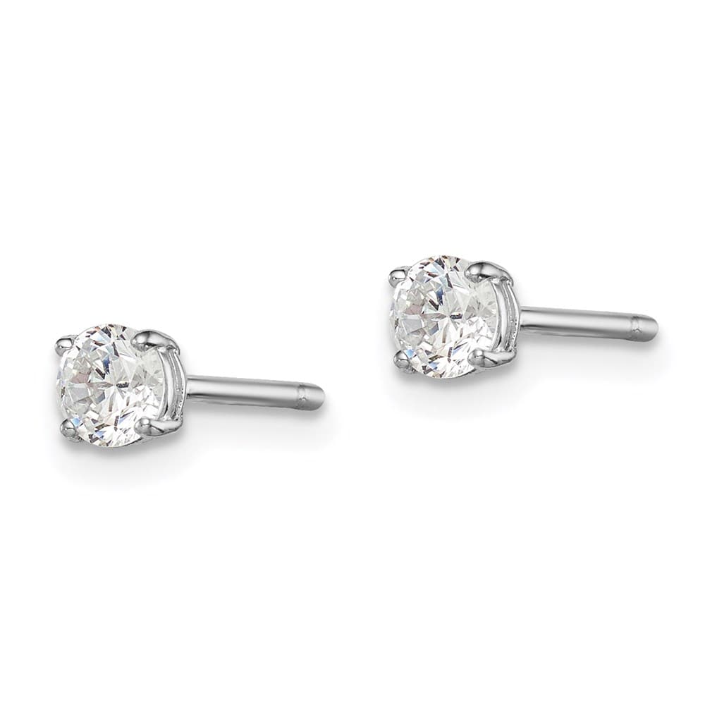 Sterling Silver 4mm Round CZ Stud Earrings