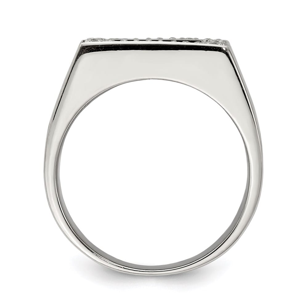 Sterling Silver 5.2 mm CZ and Onyx Men's Ring