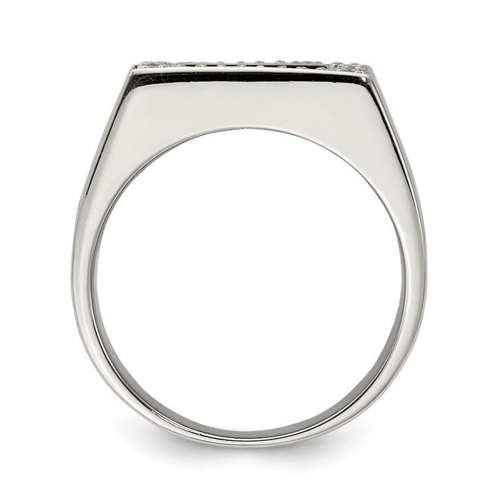 Sterling Silver 5.2 mm CZ and Onyx Men's Ring