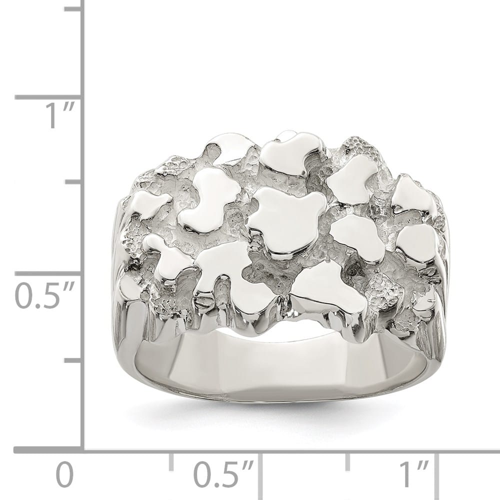 Sterling Silver 5.2 mm Nugget Men's Ring