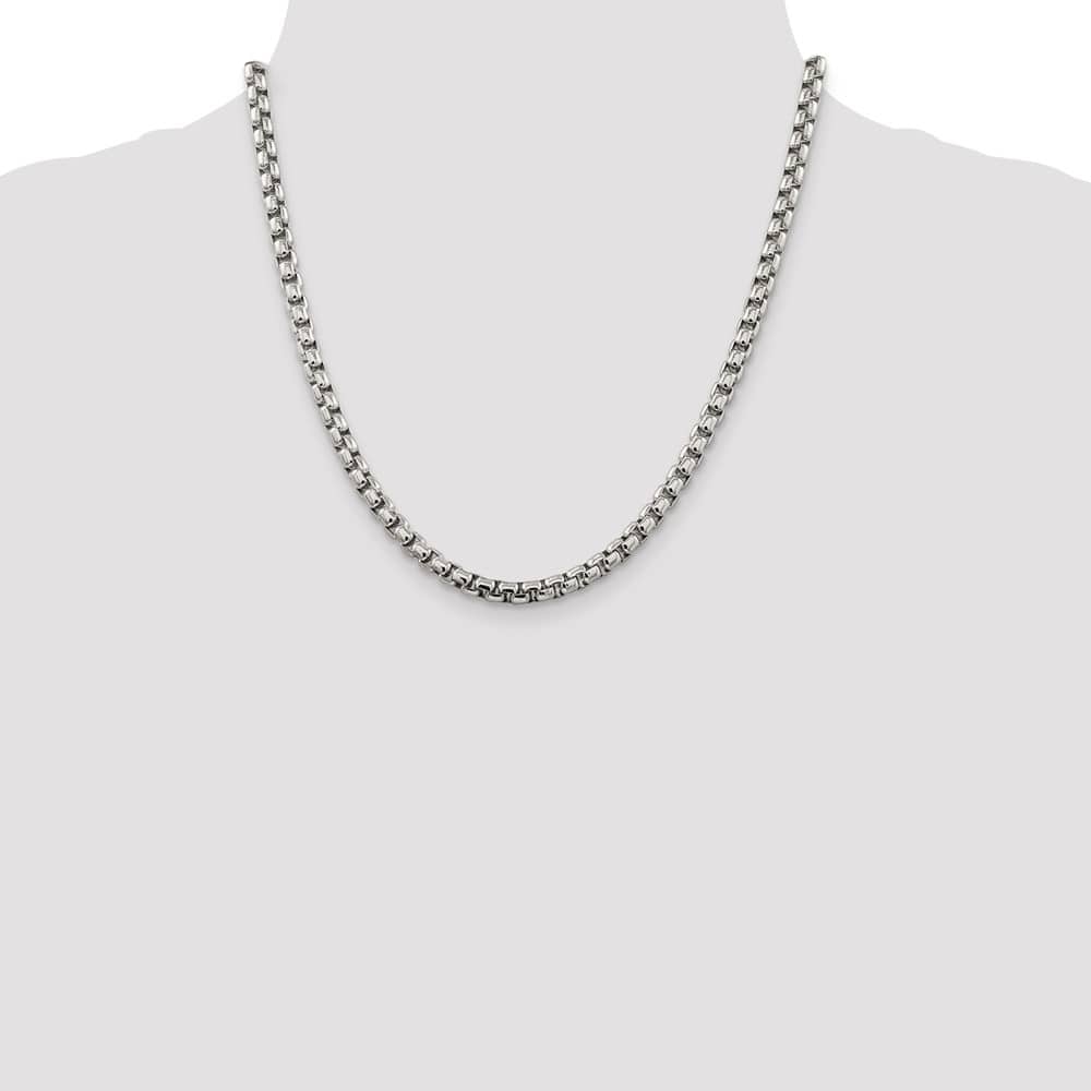 Sterling Silver 5.2mm Round Box Chain Size 20