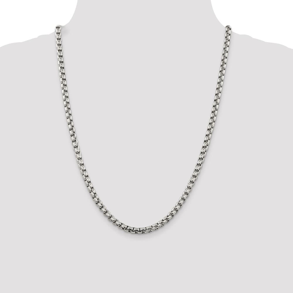 Sterling Silver 5.2mm Round Box Chain Size 24