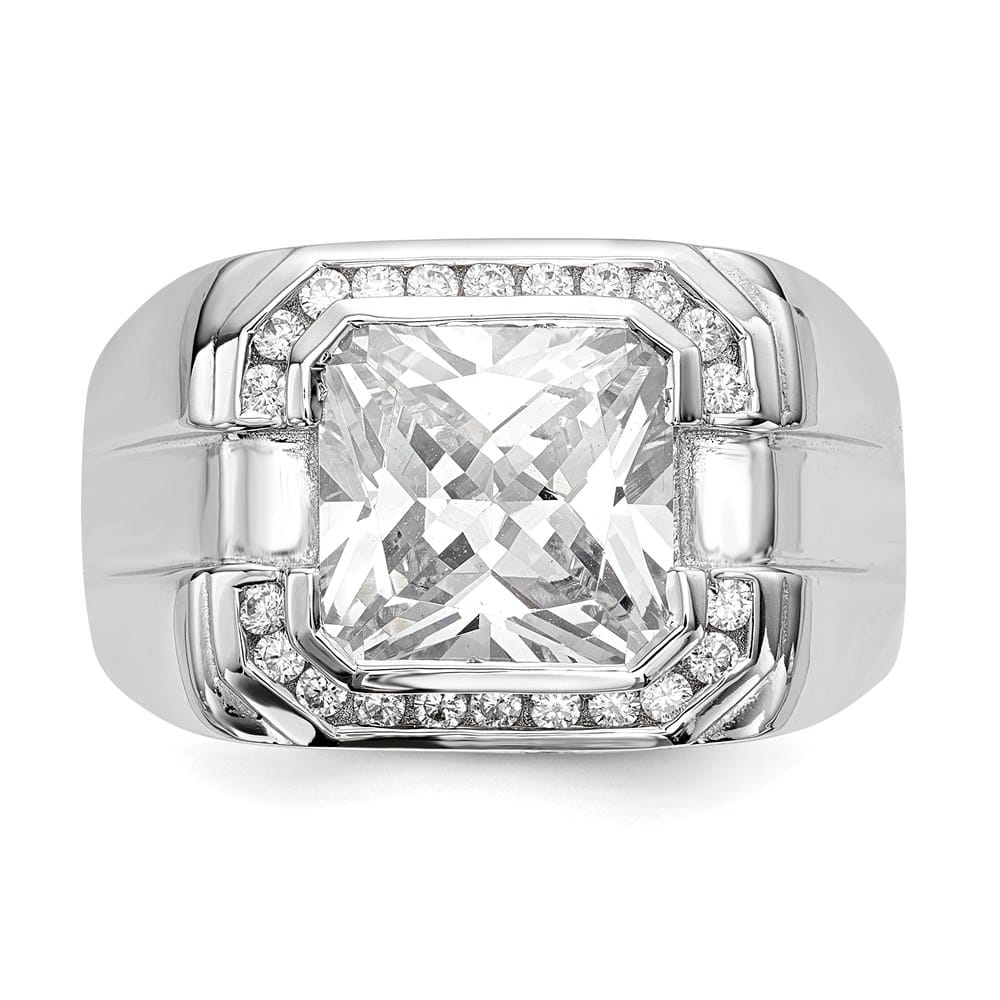 Sterling Silver 5.3 mm CZ Men's Ring