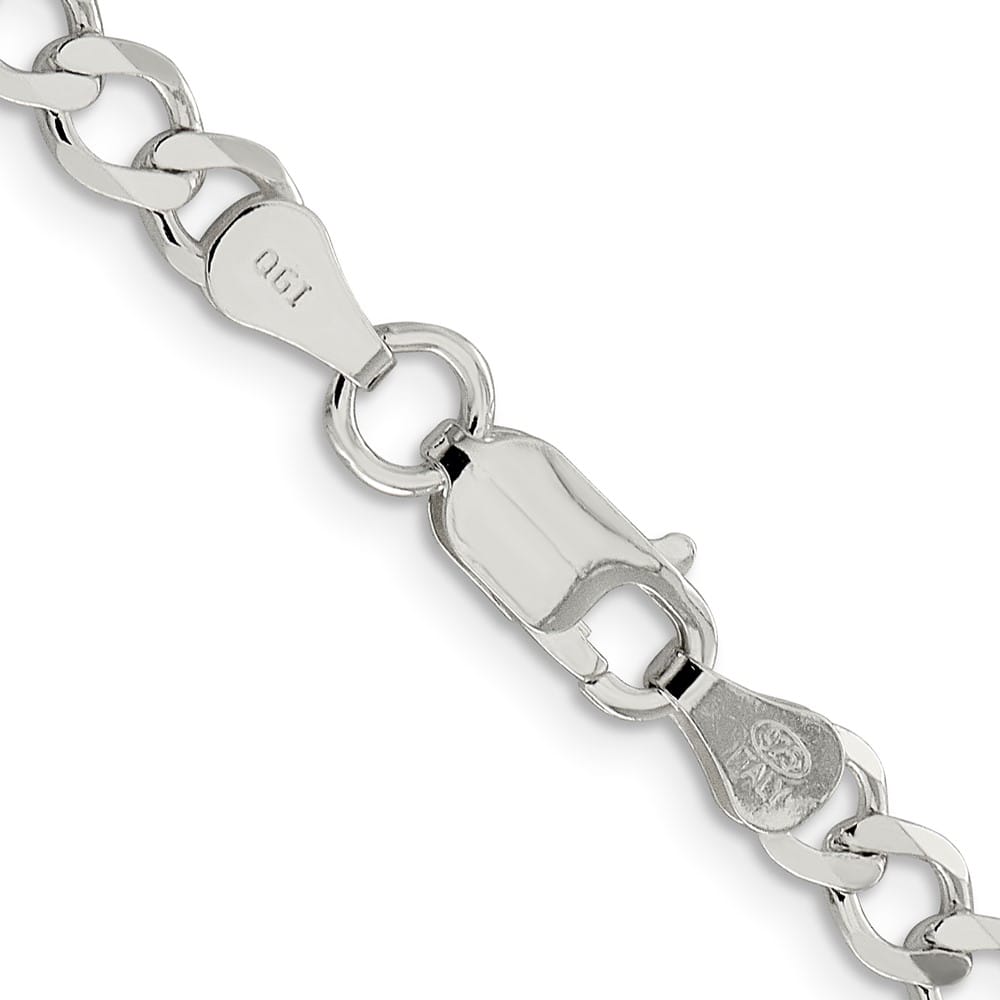 Sterling Silver 5.3mm Semi-solid Flat Curb Chain