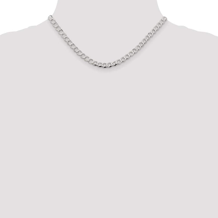Sterling Silver 5.3mm Semi-solid Flat Curb Chain Size 16