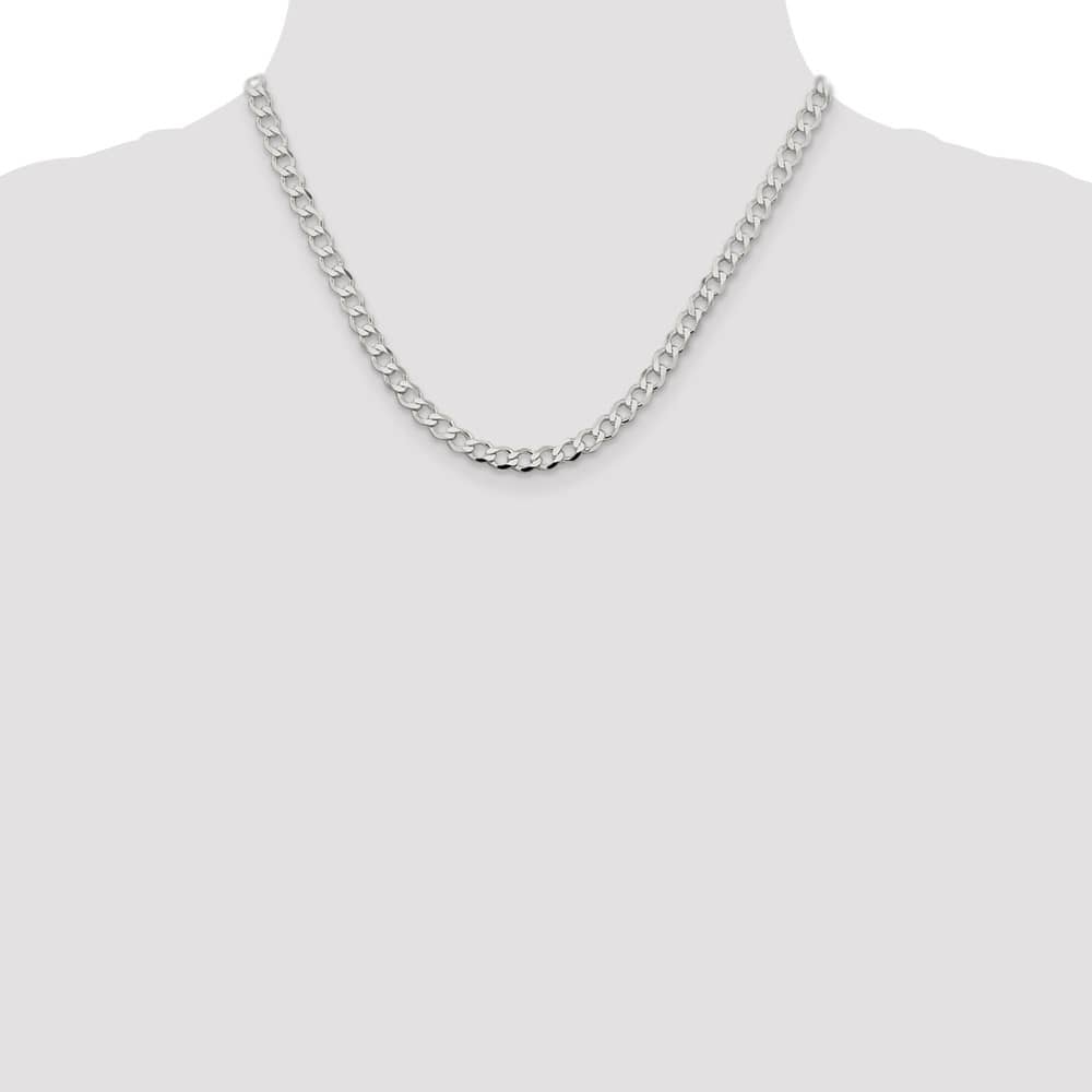Sterling Silver 5.3mm Semi-solid Flat Curb Chain Size 18