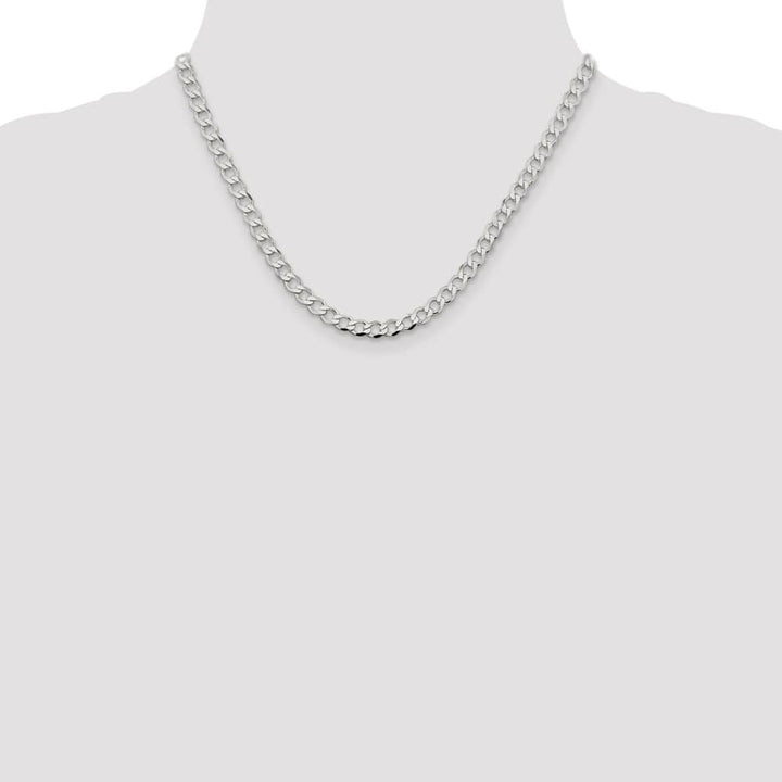 Sterling Silver 5.3mm Semi-solid Flat Curb Chain Size 18