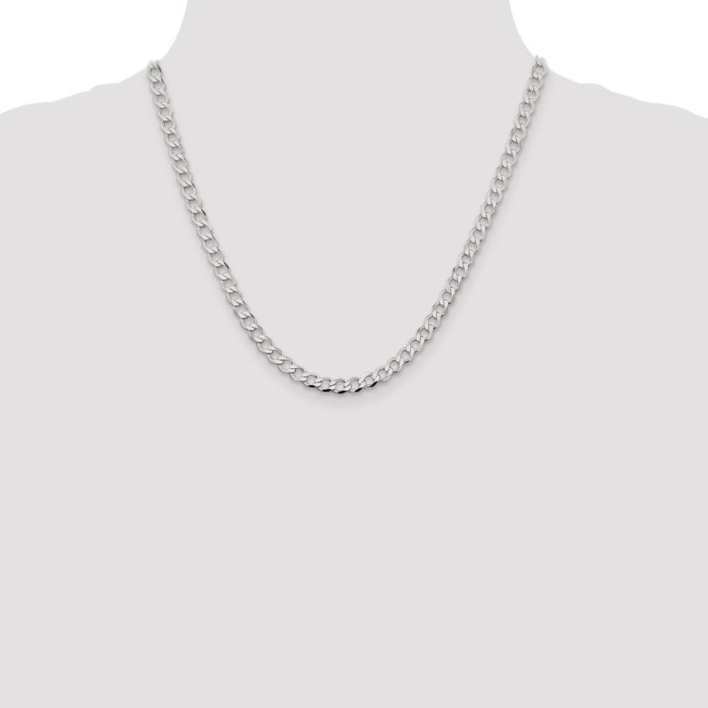 Sterling Silver 5.3mm Semi-solid Flat Curb Chain Size 20