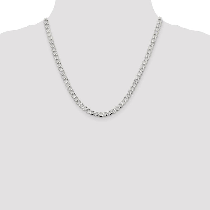 Sterling Silver 5.3mm Semi-solid Flat Curb Chain Size 20
