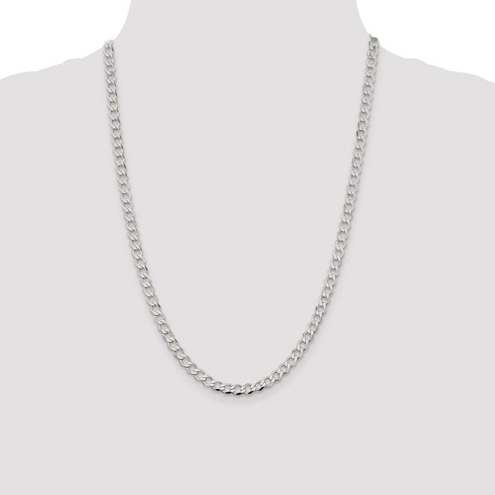 Sterling Silver 5.3mm Semi-solid Flat Curb Chain Size 24