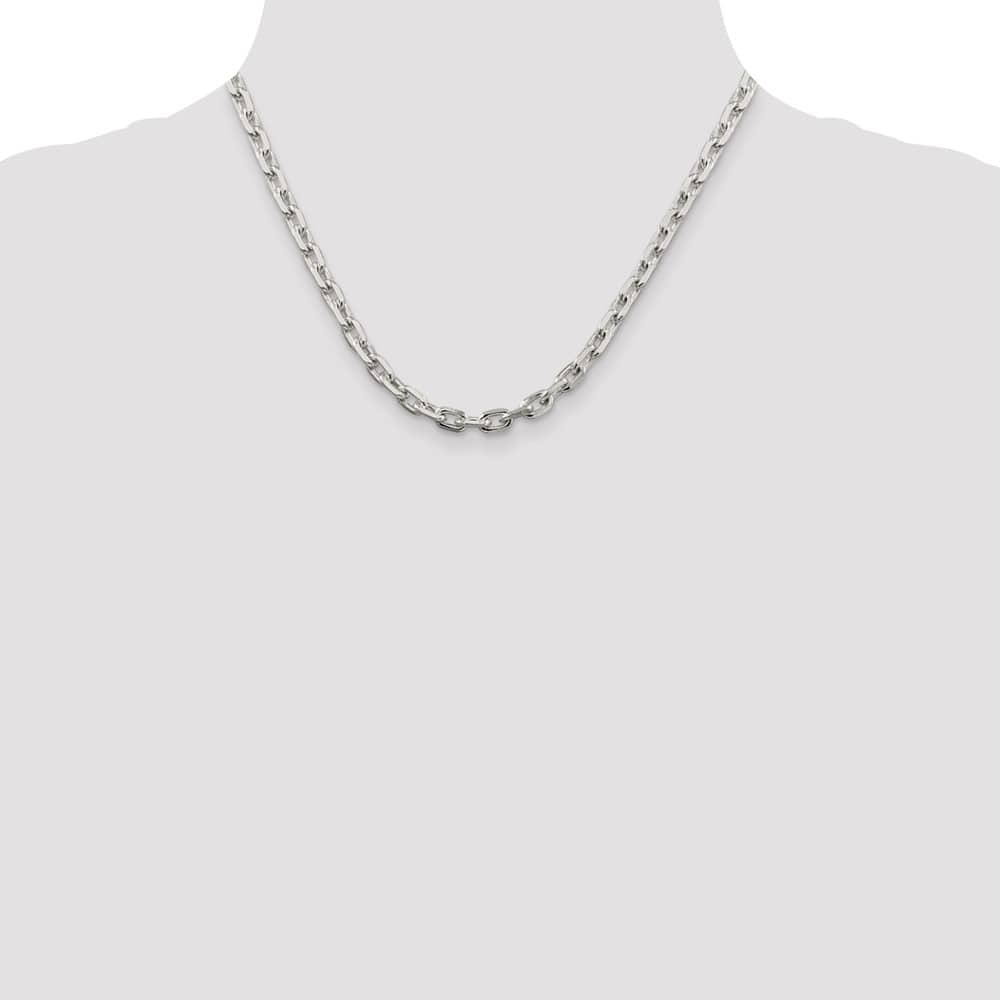 Sterling Silver 5.4mm Beveled Oval Cable Chain Size 18