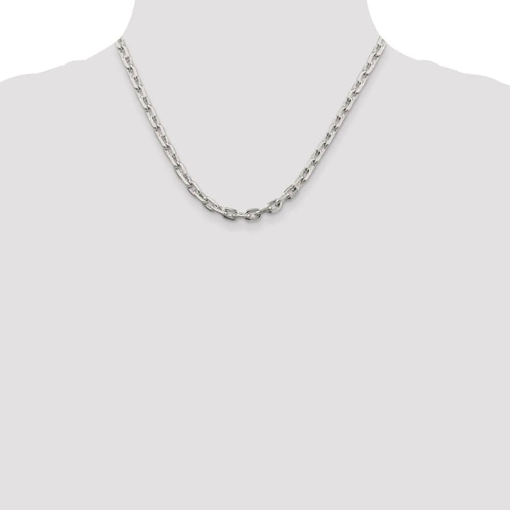Sterling Silver 5.4mm Beveled Oval Cable Chain Size 18