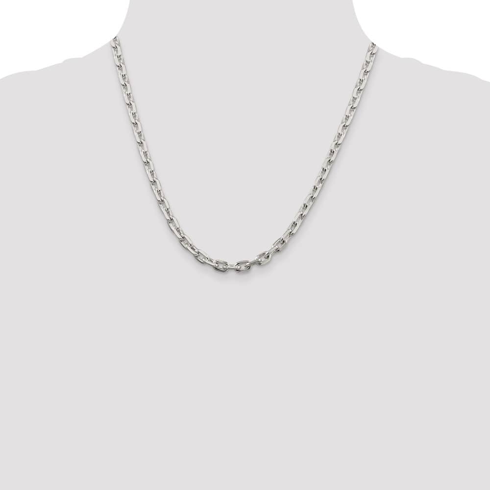 Sterling Silver 5.4mm Beveled Oval Cable Chain Size 20