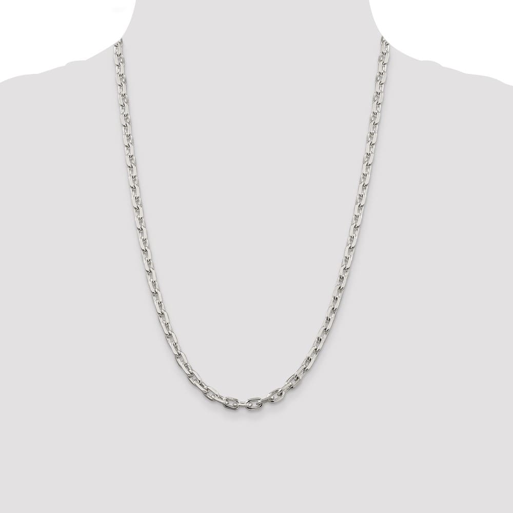 Sterling Silver 5.4mm Beveled Oval Cable Chain Size 24
