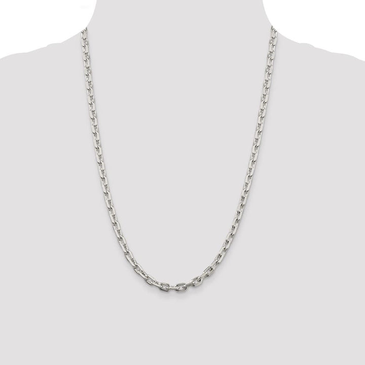 Sterling Silver 5.4mm Beveled Oval Cable Chain Size 24
