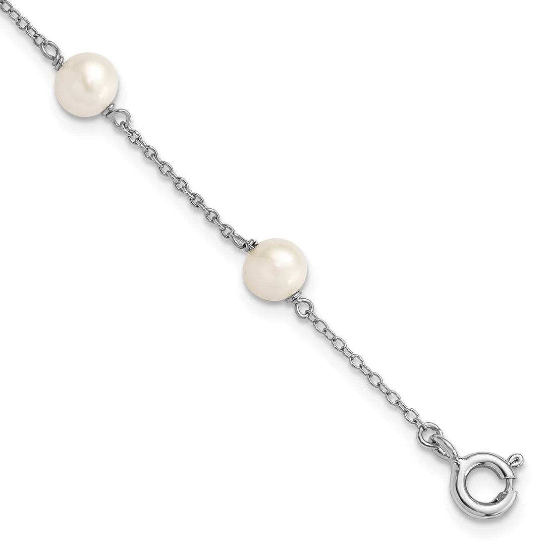 Sterling Silver 5-5.5mm White Freshwater Cultured Pearl Bracelet