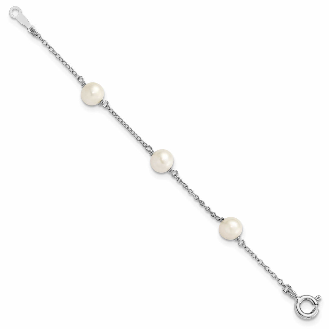 Sterling Silver 5-5.5mm White Freshwater Cultured Pearl Bracelet