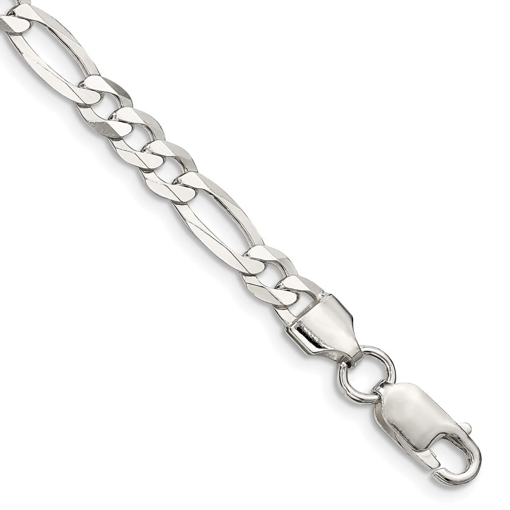 Sterling Silver 5.5mm Lightweight Flat Figaro Anklet — .925 sterling silver, 9 inches long, 5.5 mm wide, lobster clasp, 7.77 g